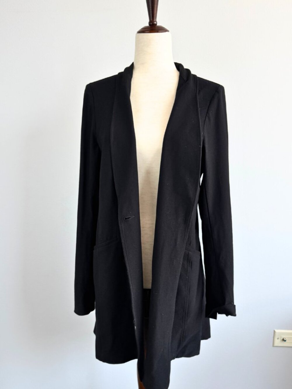 Eileen Fisher Black Long Jacket Blazer Washable
